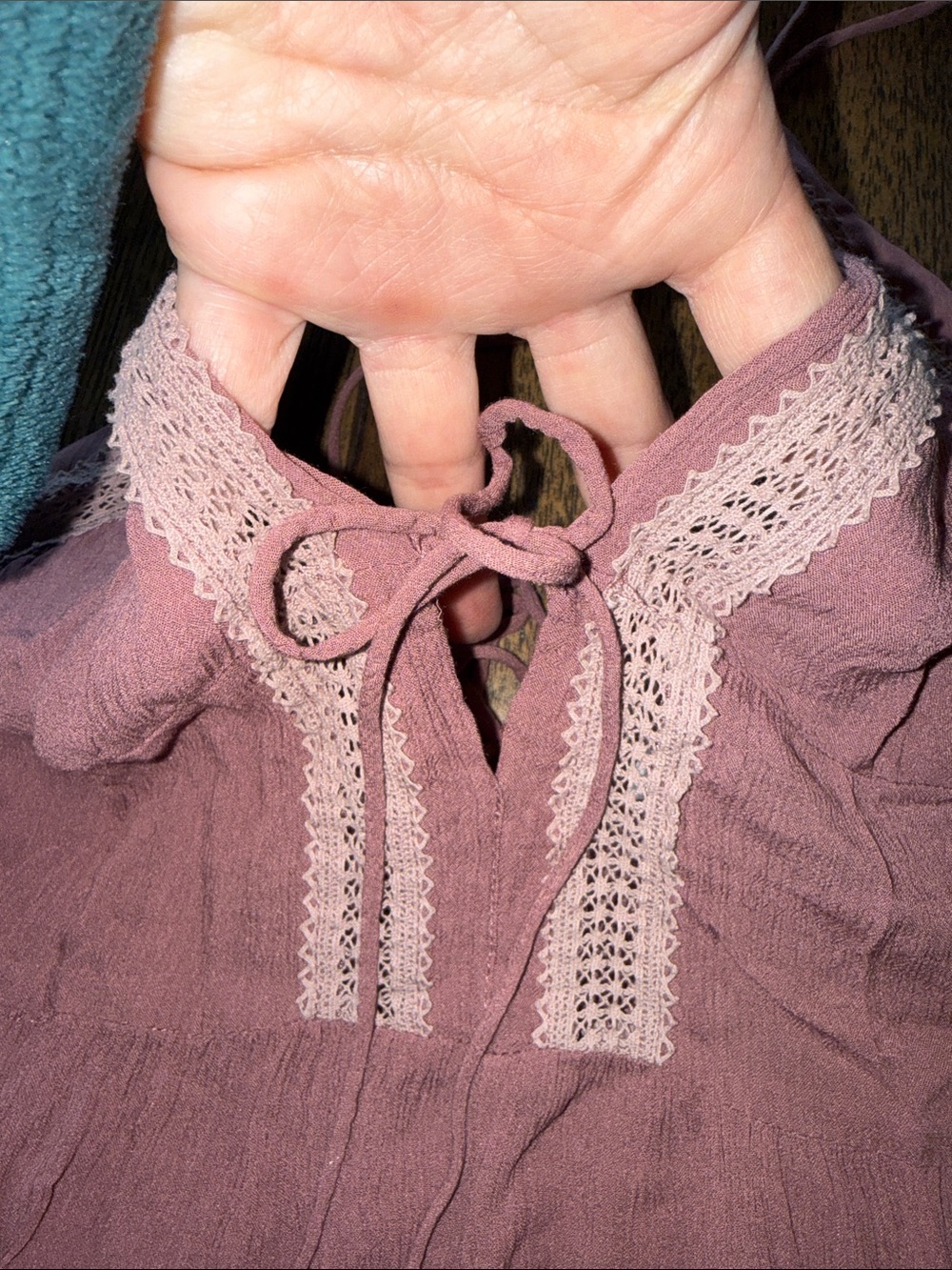 Free People Dusty Pink Lace-Trim Mini Dress - Picture 4 of 9